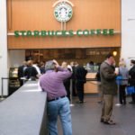 Wood Clad Vertical Lift Door on the Starbucks in the Washington DC Convention Center